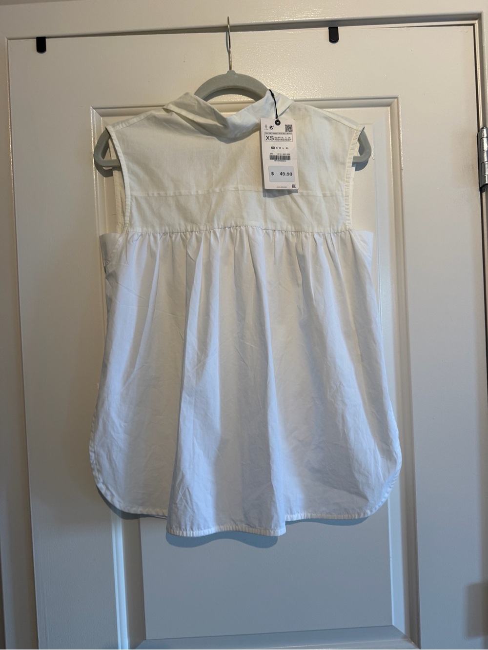 Zara Cream Sleeveless Bow Tie Blouse - Picture 2 of 5